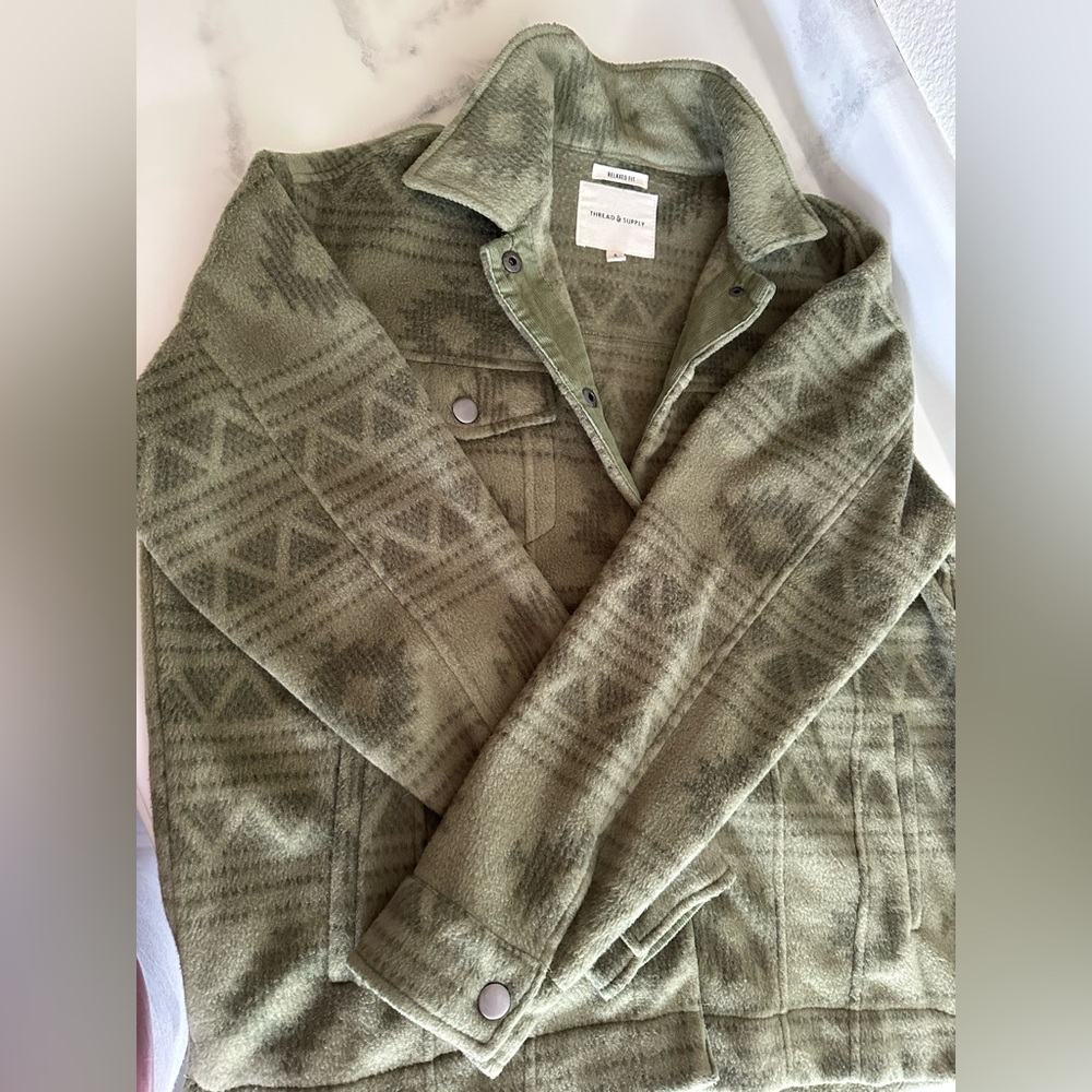 Thread & Supply Olive Patterned Jacket/Shacket - image 2